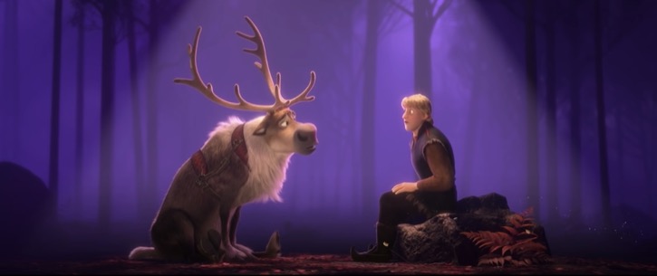 Kristoff and Sven lost in the woods