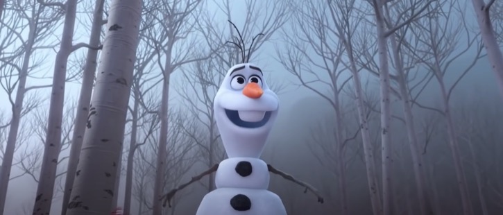 Olaf singing When I Am Older in the woods