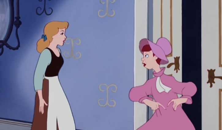 Anastasia greeting Cinderella in the morning