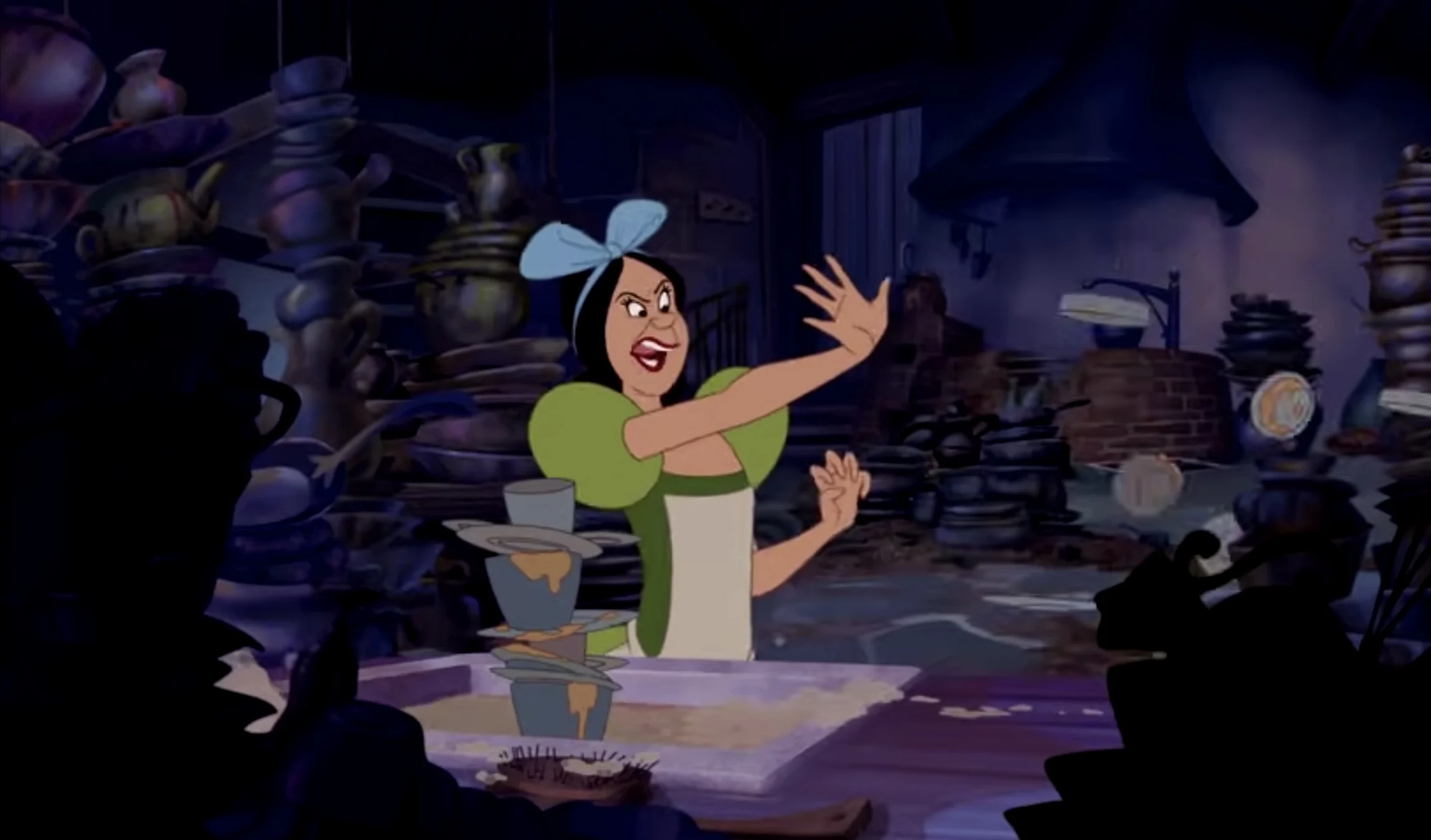 Drizella cleaning dishes in the sink