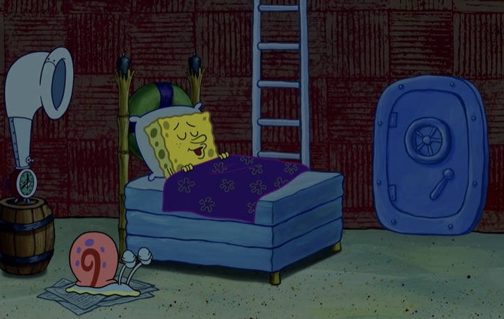 Gary and SpongeBob sleeping
