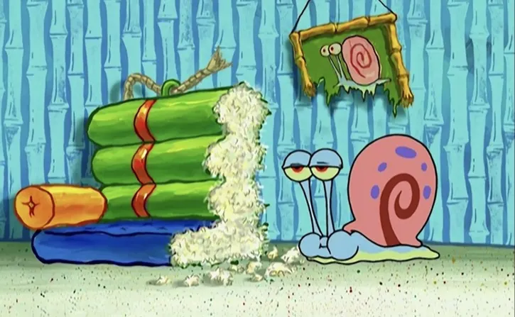 Gary eating SpongeBob's couch