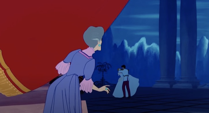 Lady Tremaine sees Cinderella and Prince Charming dancing