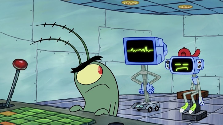 Plankton annoyed with his teenage son and Karen