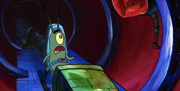 Plankton piloting a large machine
