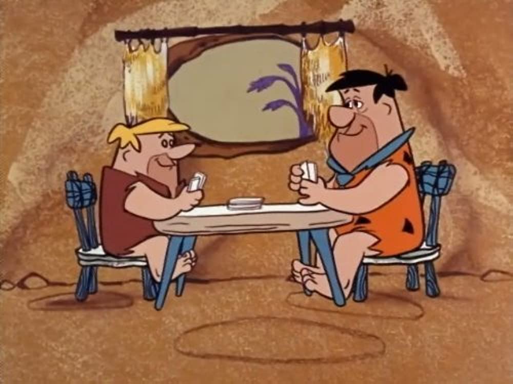 barney and fred playing cards