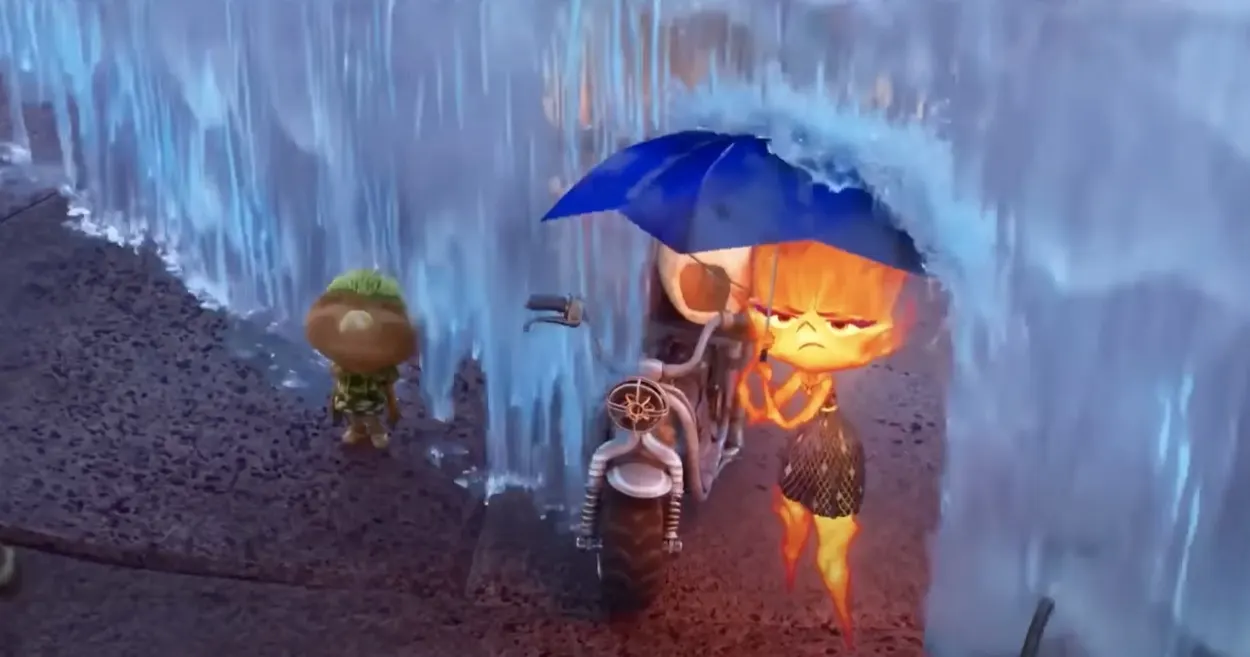 Ember and Clod get rained on