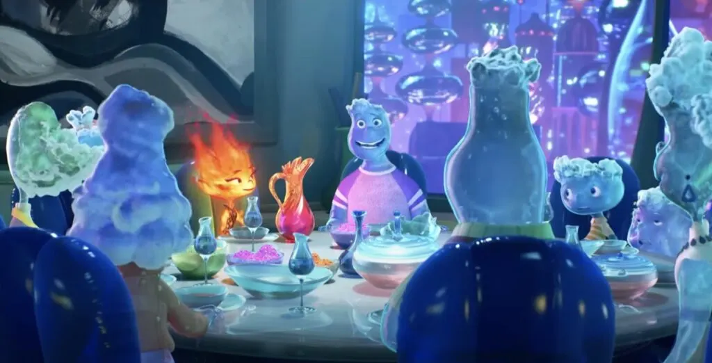 Ember sitting a the dinner table with Wade's family