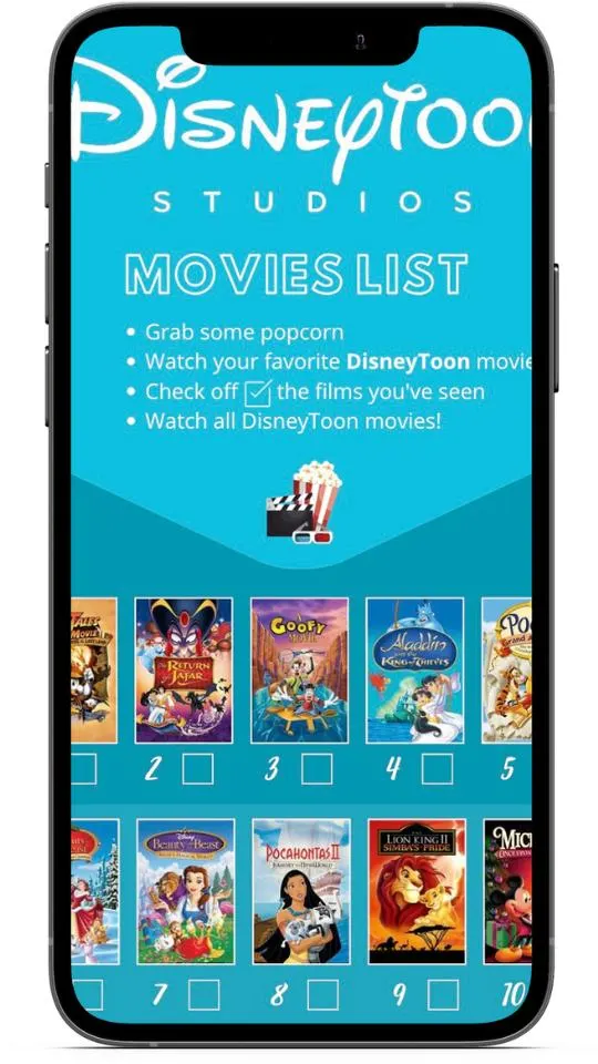 DisneyToon movie list mock