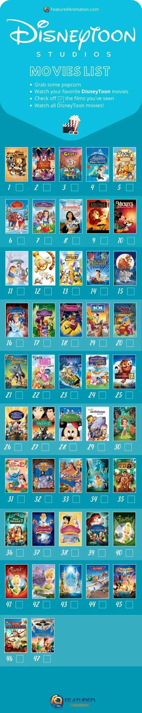 DisneyToon movie checklist by Featured Animation